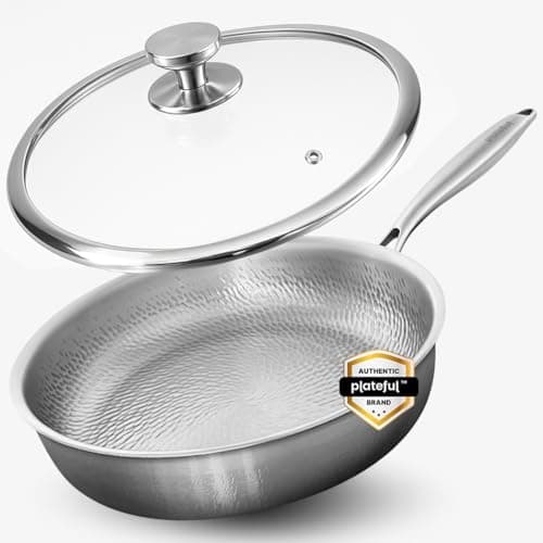 Plateful Uncoated Titanium Fry Pan with Lid, 12 in