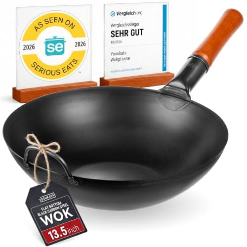 Yosukata Black Carbon Steel Wok, 13.5 in