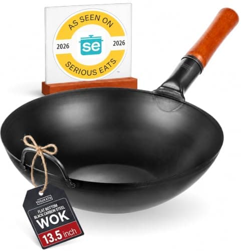 Yosukata Black Carbon Steel Wok, 13.5 in