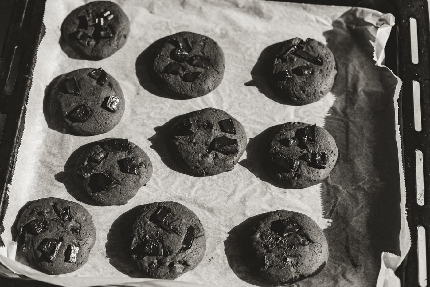 Cookies on a parchment-lined baking tray
