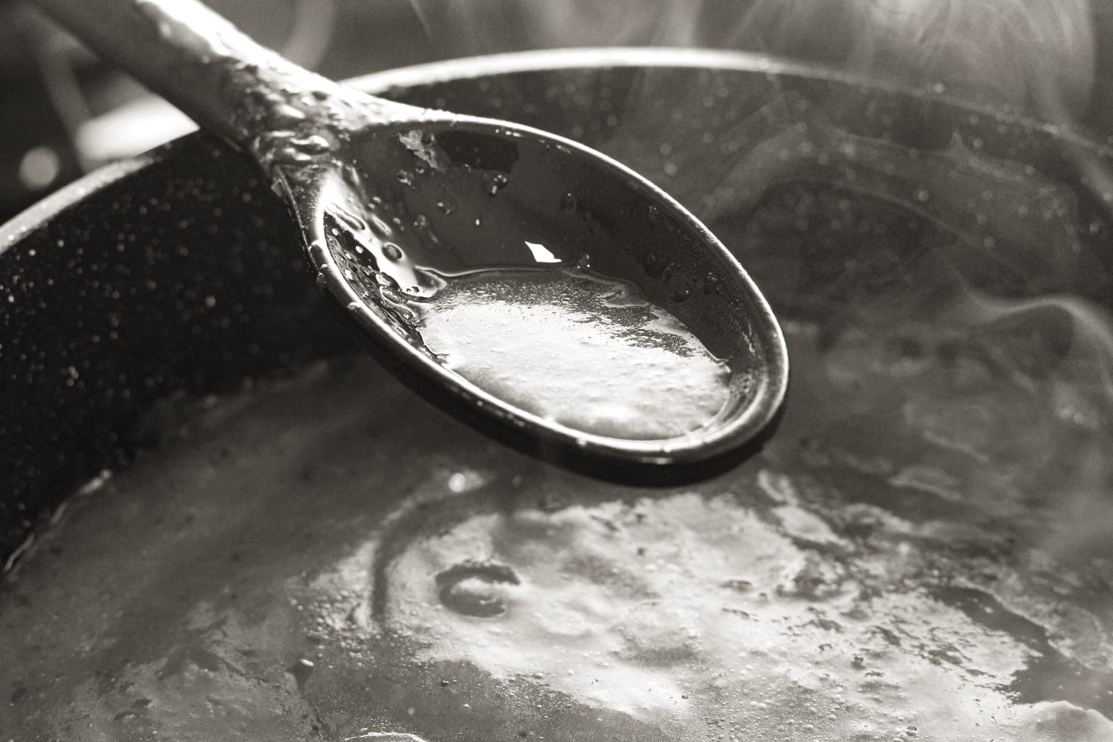 Tomato sauce simmering in a pot