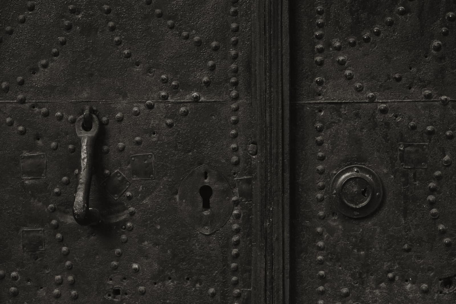 Close up of a riveted stainless steel pan handle