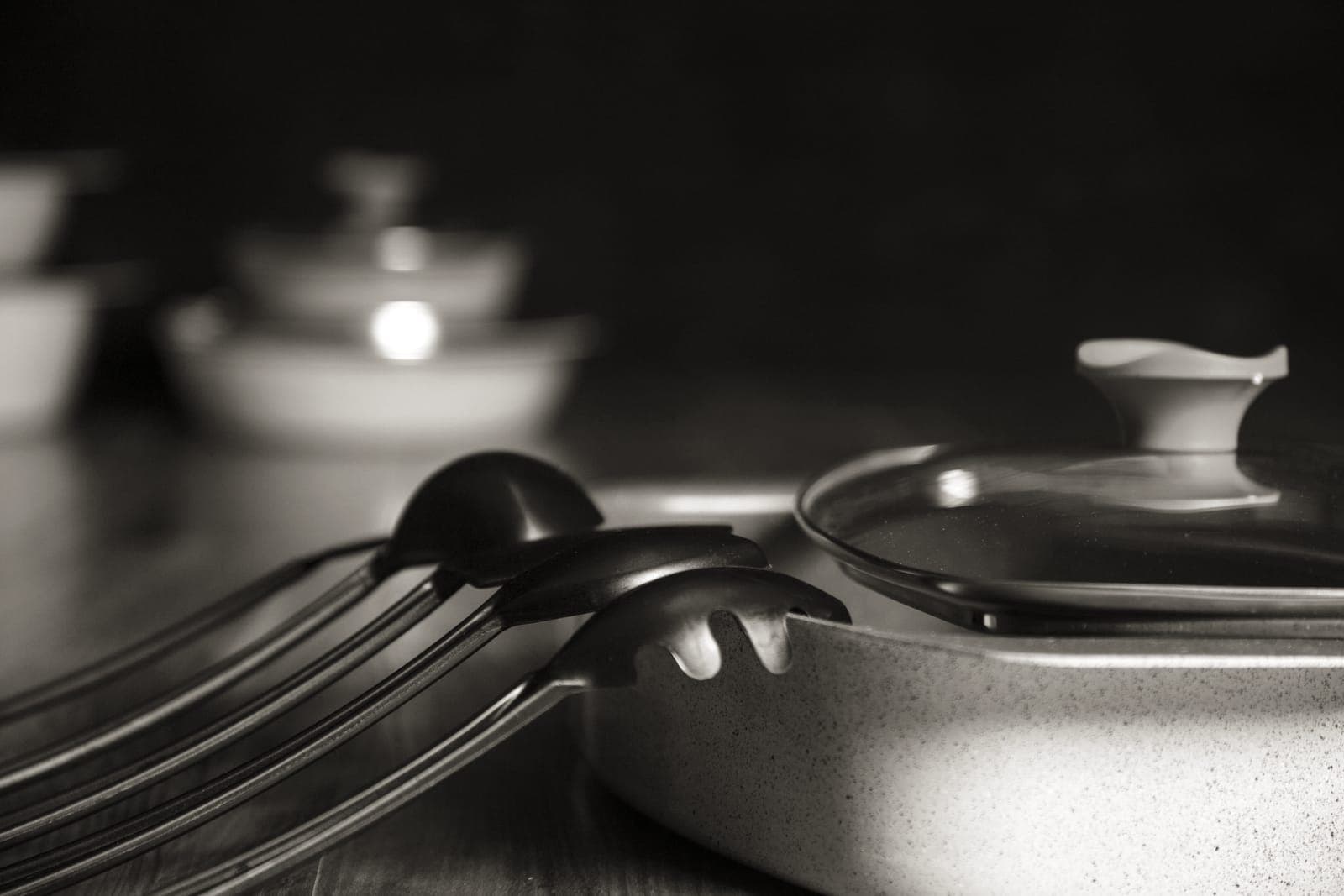 A new cookware set in a kitchen