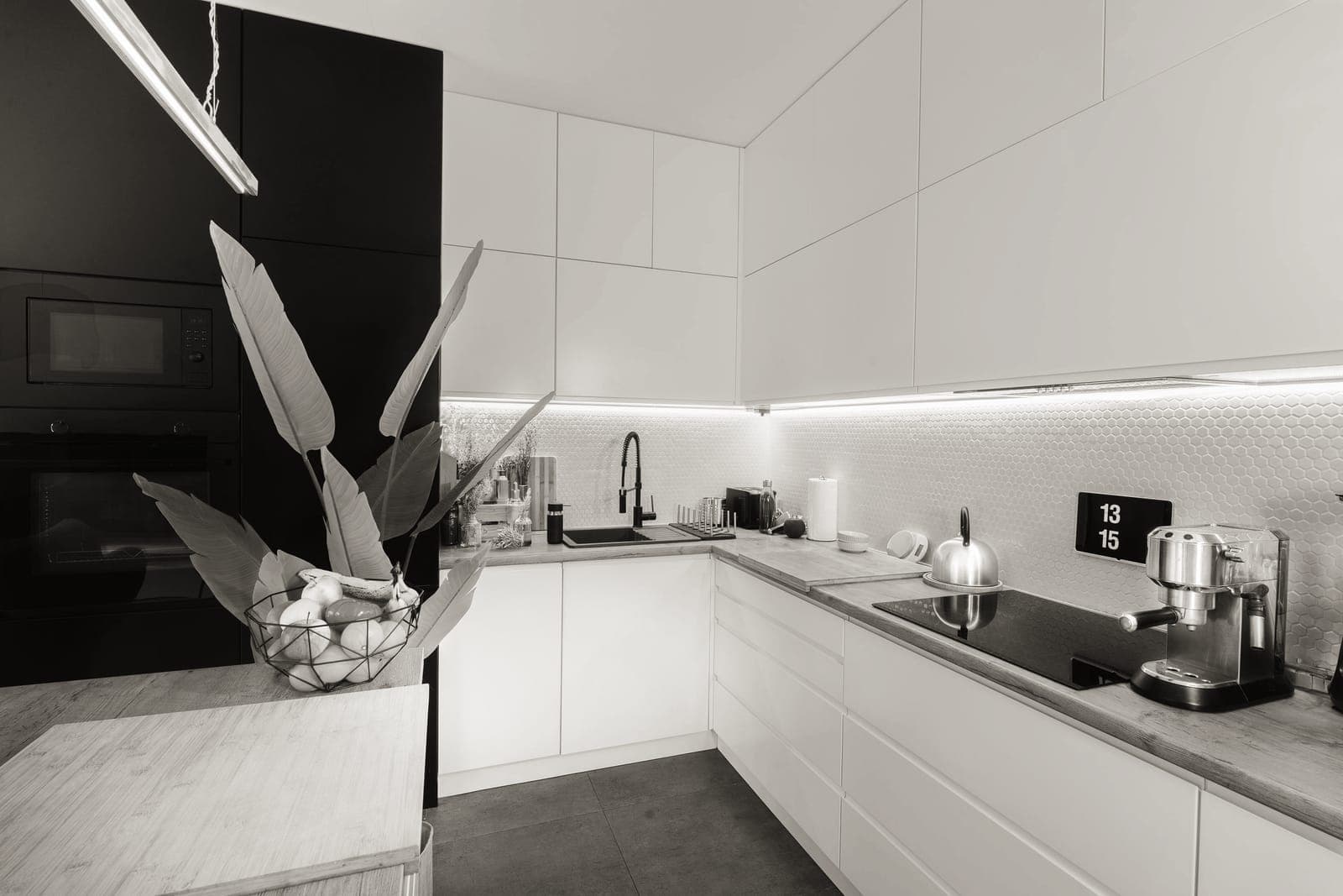 A clean modern kitchen in a rental apartment