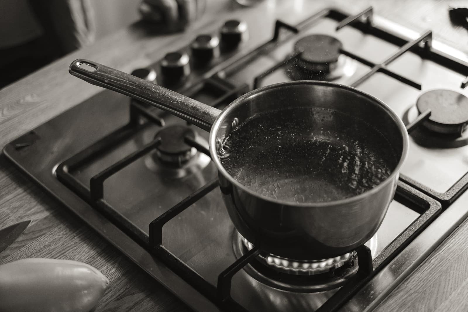 Water boiling in a stainless steel pot
